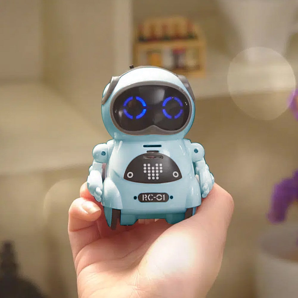 Pocket Robot for Kids Interactive Dialogue Telling Story Mini Robot Toy Blue