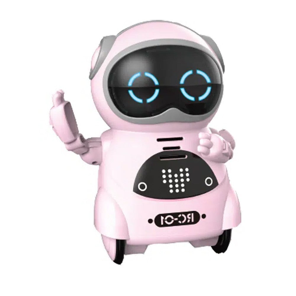 Pocket Robot for Kids Interactive Dialogue Telling Story Mini Robot Toy Pink
