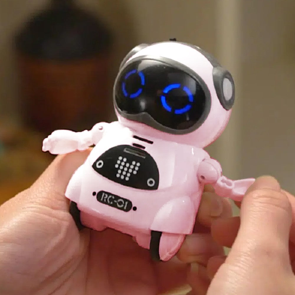 Pocket Robot for Kids Interactive Dialogue Telling Story Mini Robot Toy Pink