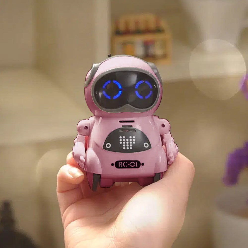 Pocket Robot for Kids Interactive Dialogue Telling Story Mini Robot Toy Pink