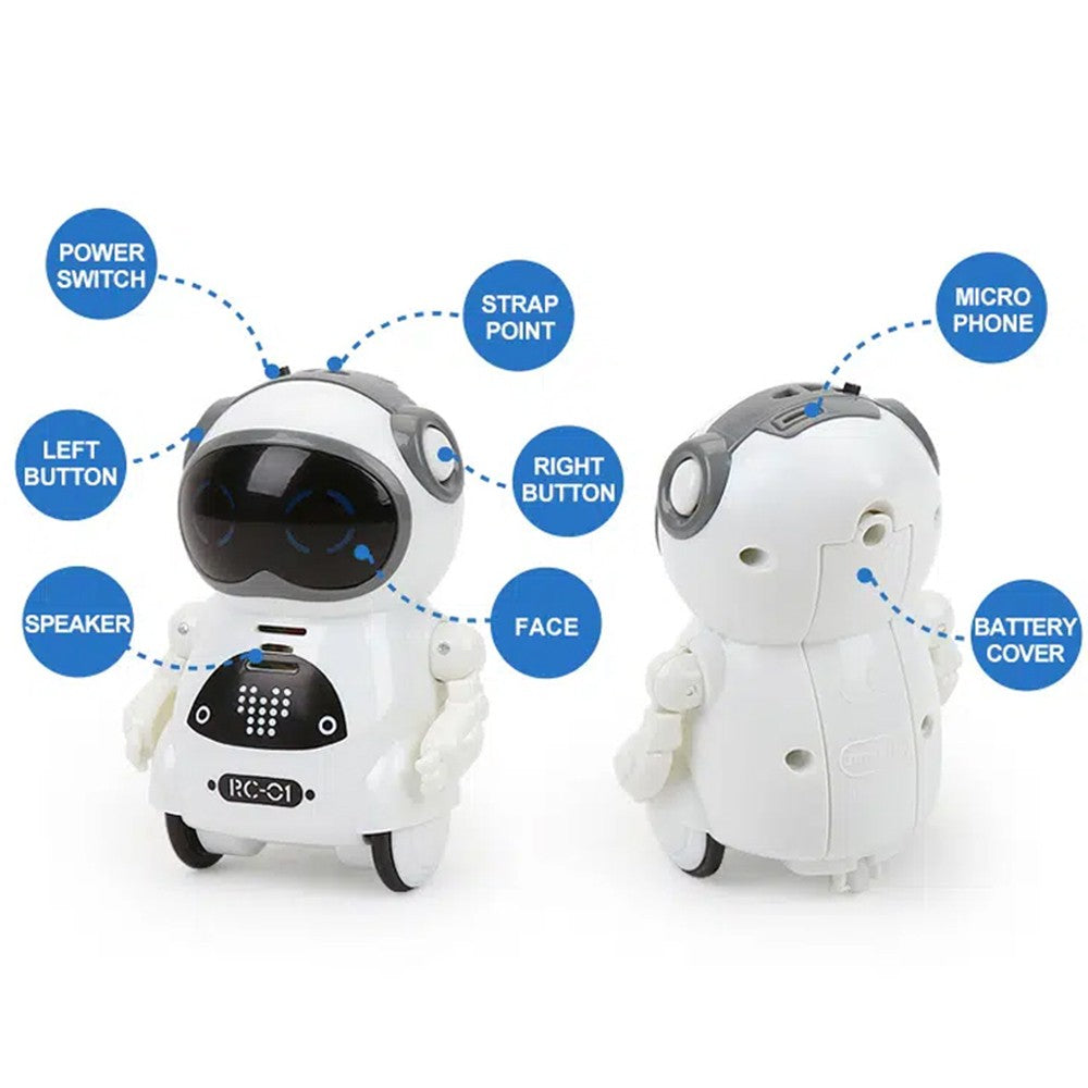 Pocket Robot for Kids Interactive Dialogue Telling Story Mini Robot Toy White