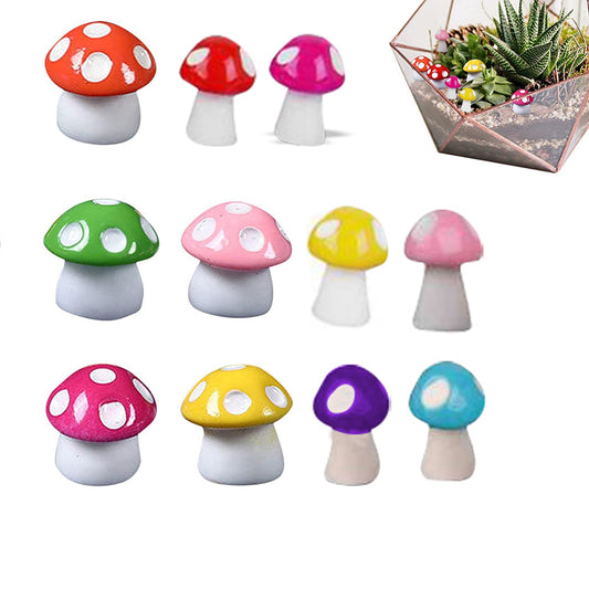 20 X Mini Resin Mushroom Statues Figurines Fairy Garden Decoration