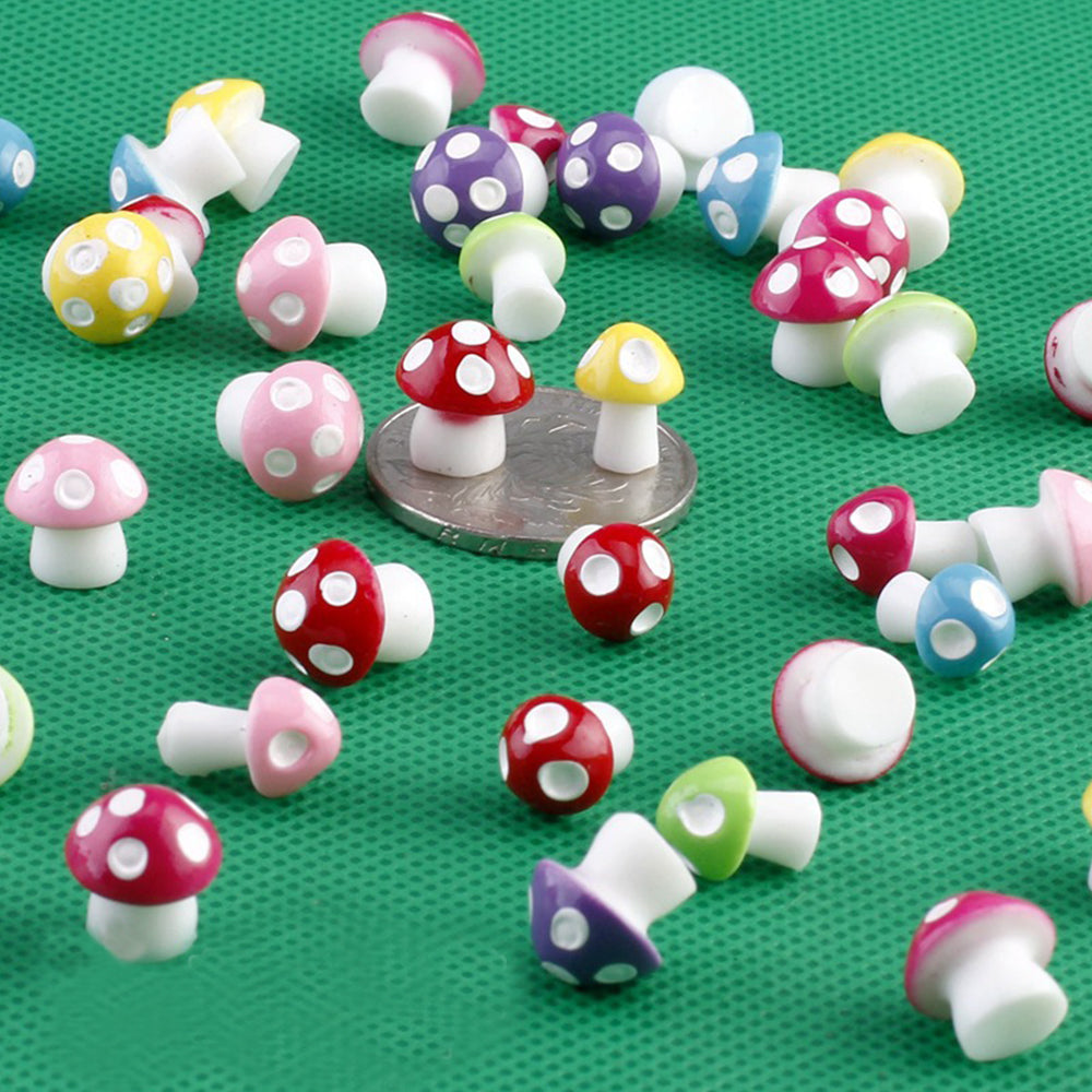 20 X Mini Resin Mushroom Statues Figurines Fairy Garden Decoration