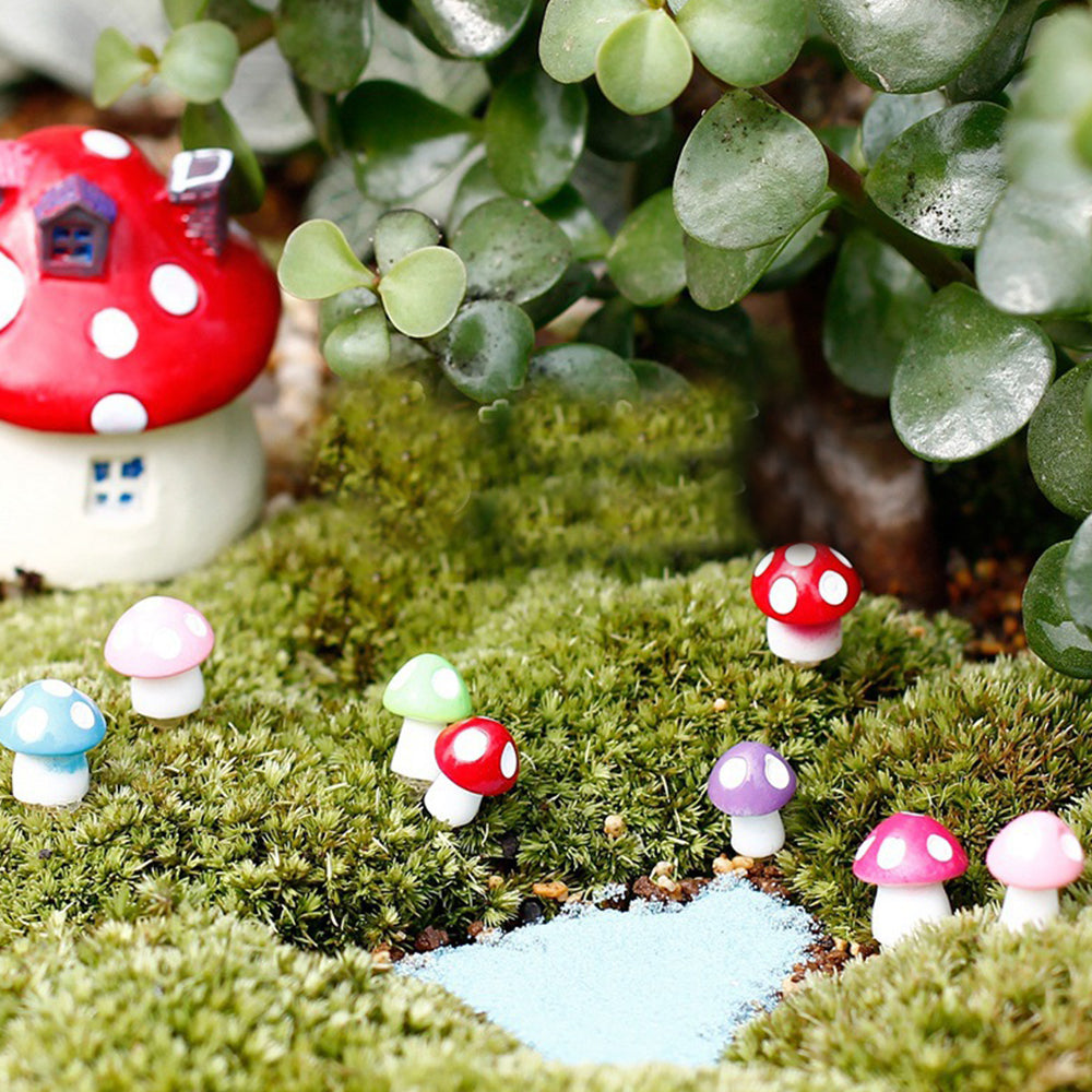 20 X Mini Resin Mushroom Statues Figurines Fairy Garden Decoration