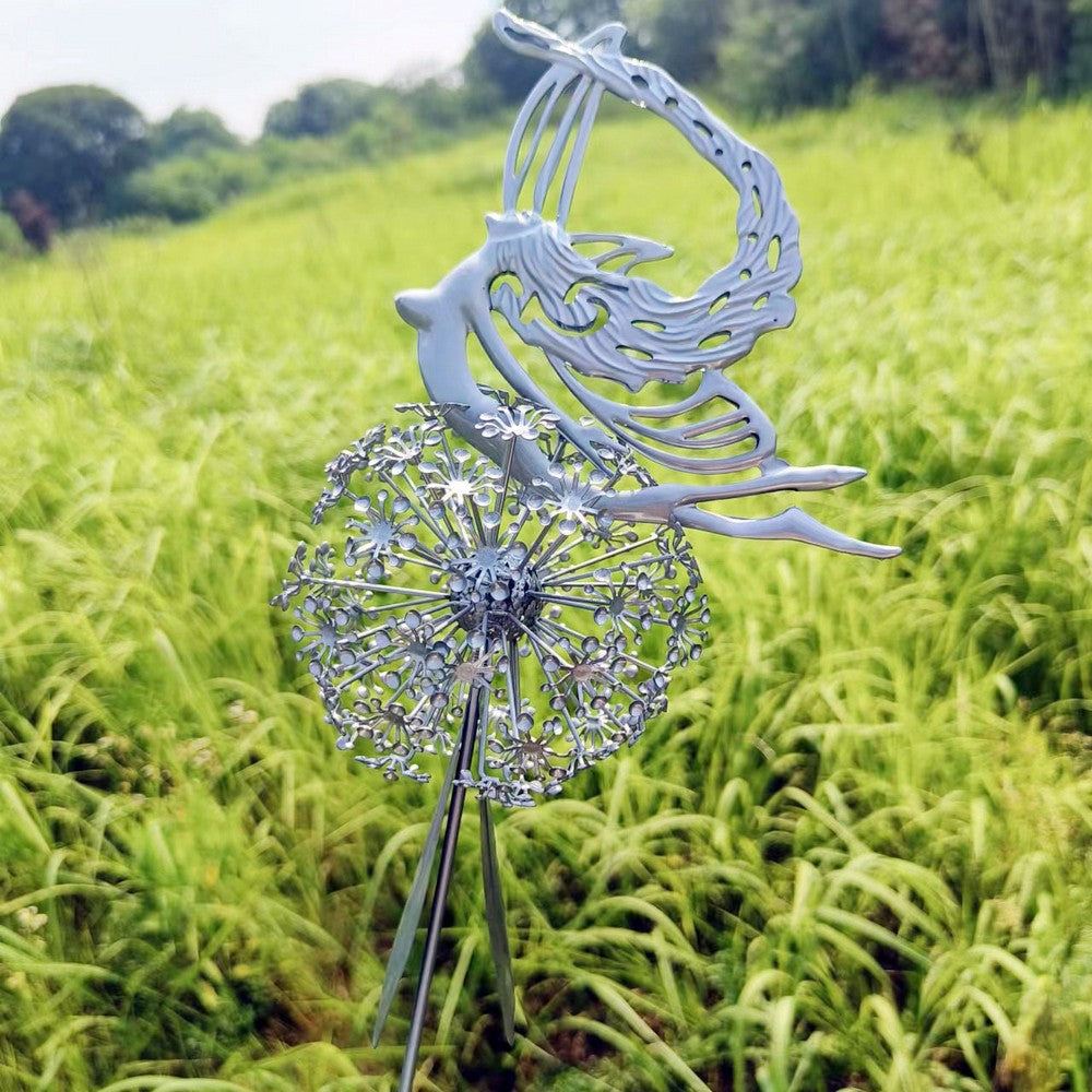 2X Fairies Dandelions Outdoor Garden Statue Yard Fairy Sculpture Decor