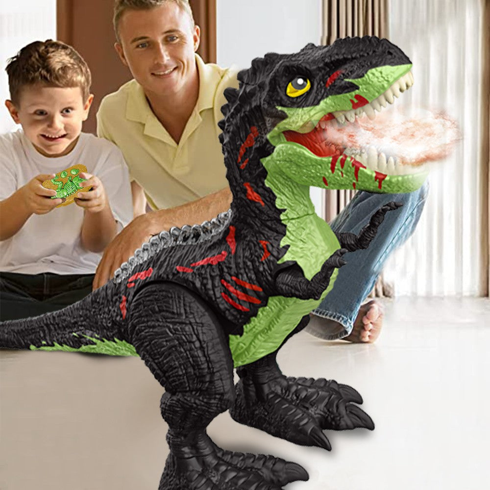 Kids RC Electric Walking Dinosaur Toy with Light Up and Roaring Sound Dark Grey