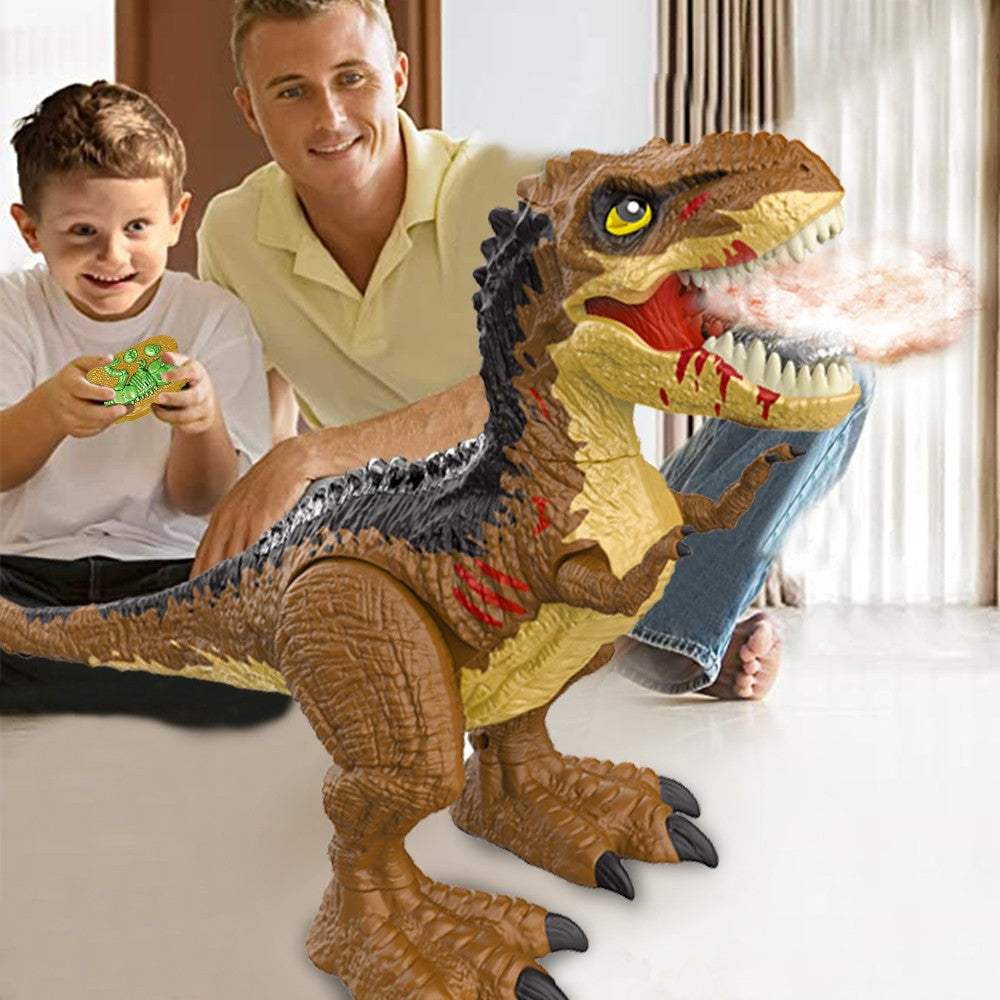 Kids RC Electric Walking Dinosaur Toy with Light Up and Roaring Sound Dark Brown