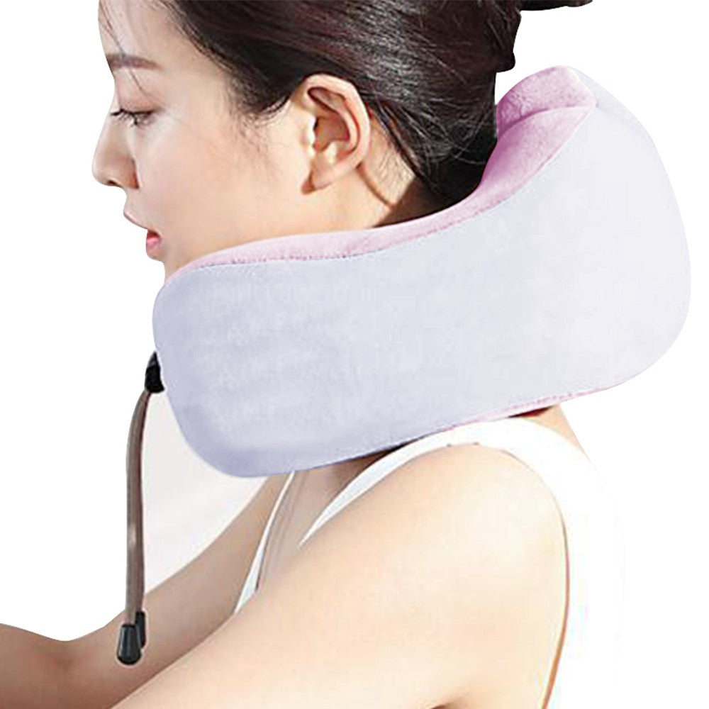 Travel U Shaped Neck Massage Pillow Heating Vibrating Neck Support Pillow Pink