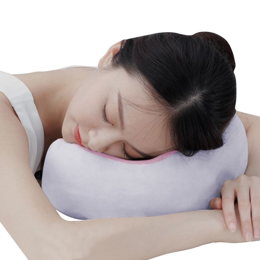 Travel U Shaped Neck Massage Pillow Heating Vibrating Neck Support Pillow Pink