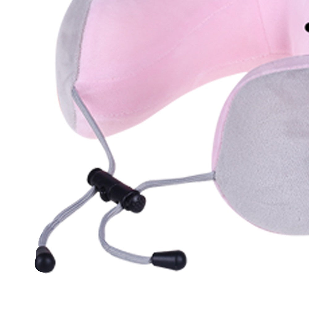 Travel U Shaped Neck Massage Pillow Heating Vibrating Neck Support Pillow Pink