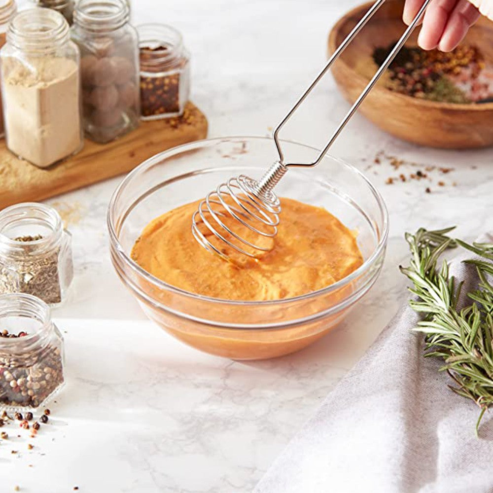 2Pcs Blends Faster Manual Spring Coil Egg Whisk Stainless Steel Whisk