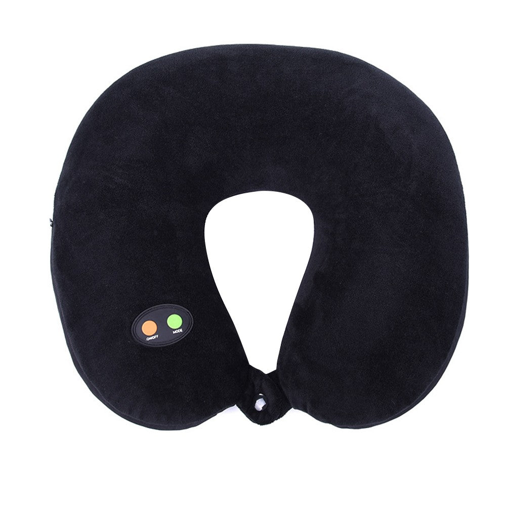 Travel U Shaped Neck Massage Pillow Vibrating Neck Support Pillow Black