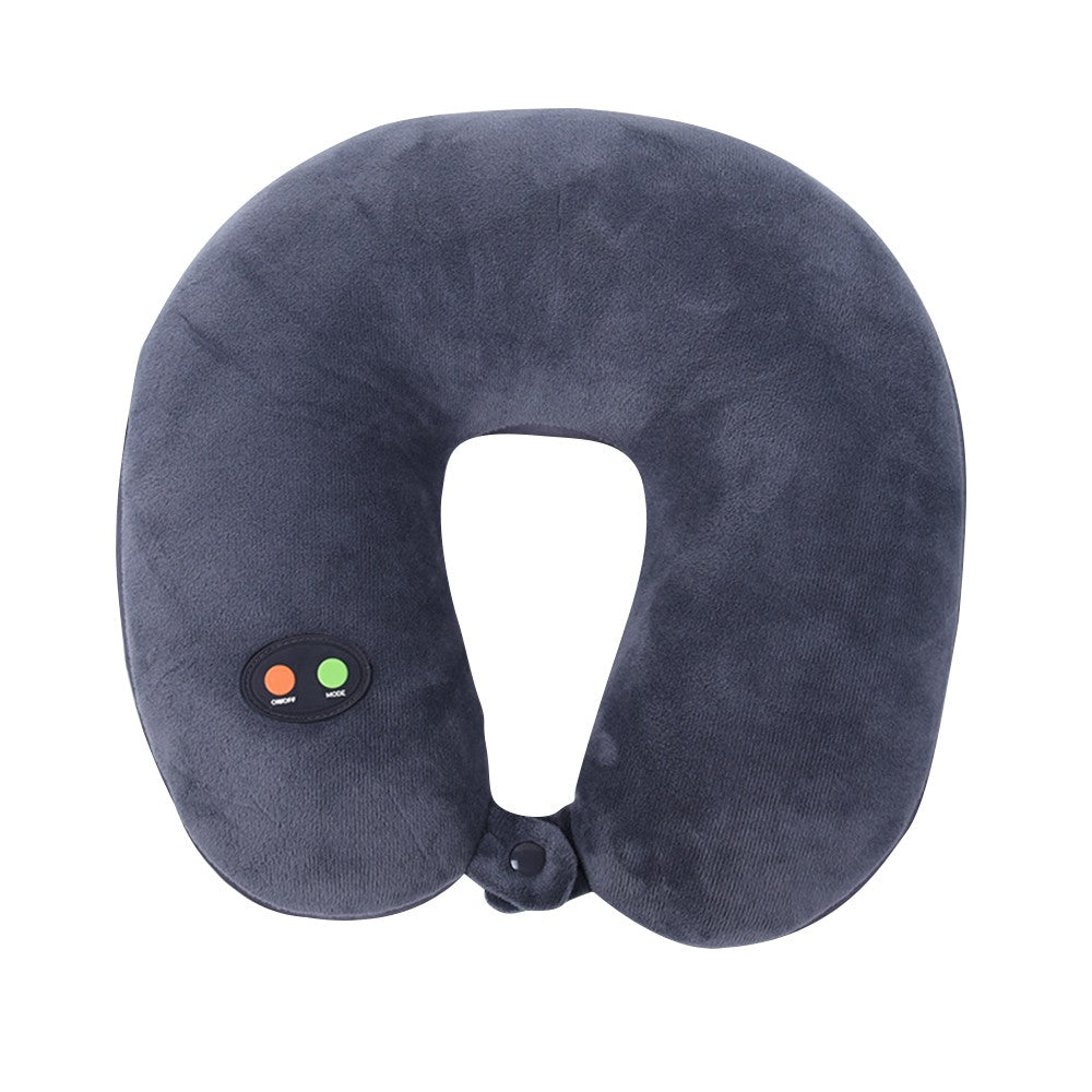 Travel U Shaped Neck Massage Pillow Vibrating Neck Support Pillow Grey