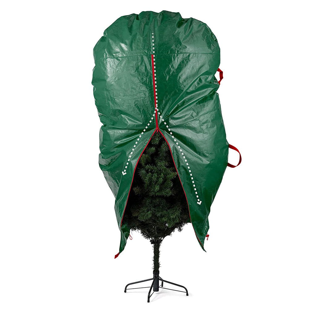 7ft Christmas Tree Storage Bag Christmas Tree Zipped Cover Upright Xmas Tree Zip Bag Dustproof Sack Storage Bag Green