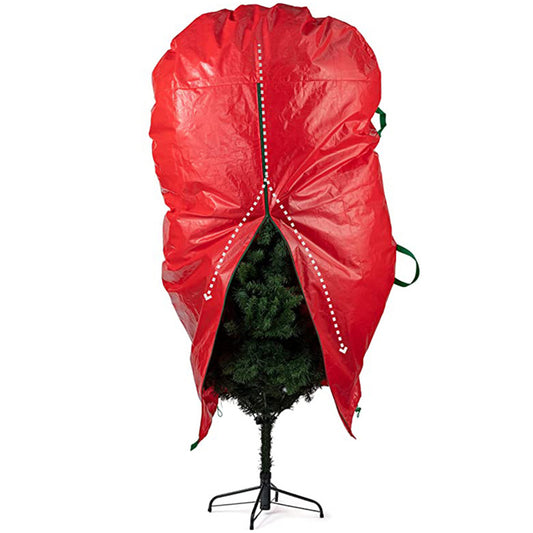 7ft Christmas Tree Storage Bag Christmas Tree Zipped Cover Upright Xmas Tree Zip Bag Dustproof Sack Storage Bag Red