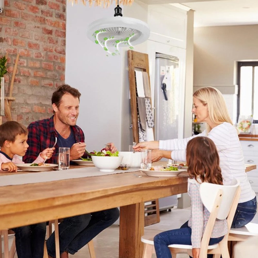 E27 Lamp Head Ceiling Fan with LED Lights for Home Office Dormitory White