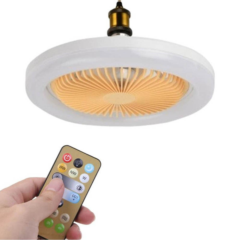 E27 Lamp Head Ceiling Fan with LED Lights for Home Office Dormitory Yellow