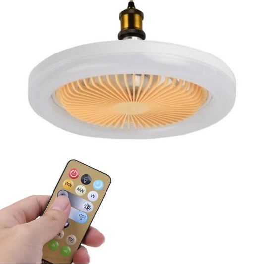 E27 Lamp Head Ceiling Fan with LED Lights for Home Office Dormitory Yellow