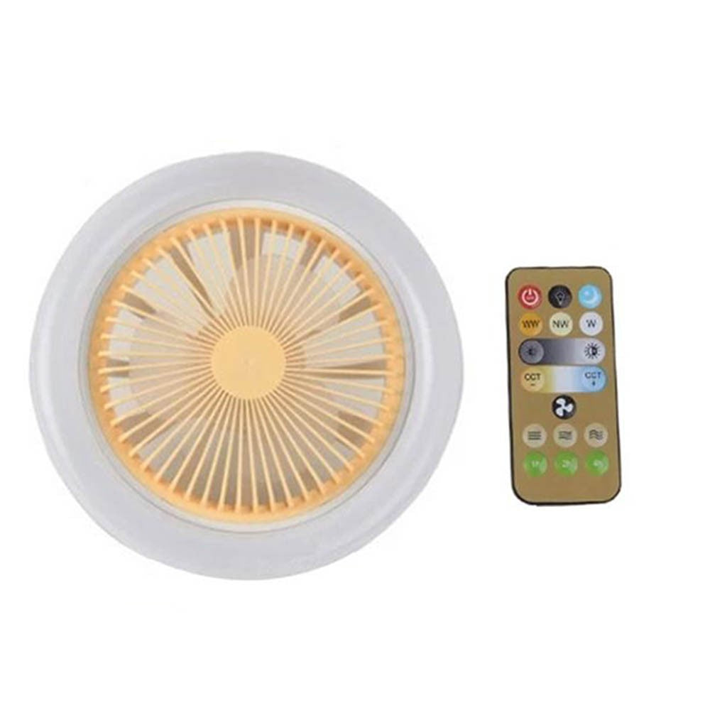 E27 Lamp Head Ceiling Fan with LED Lights for Home Office Dormitory Yellow