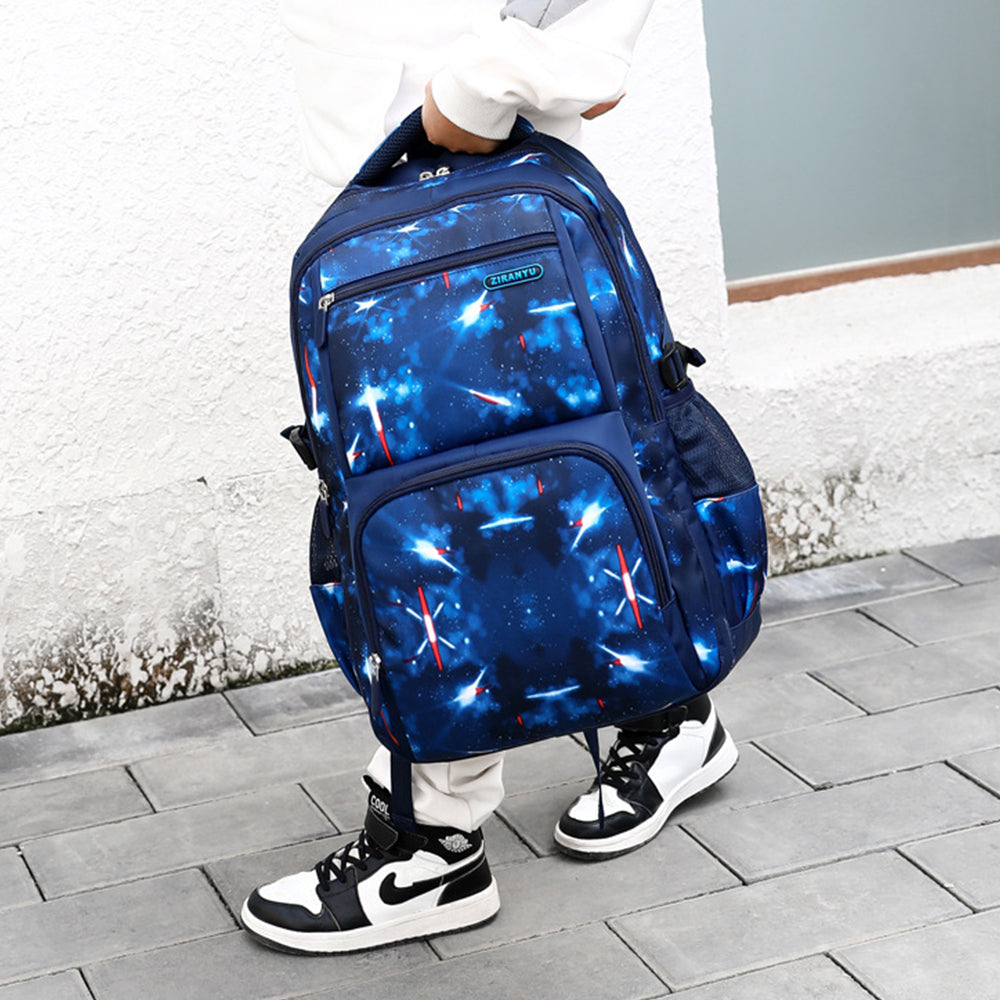 3Pcs Boys School Backpack Bags Lunch Bag Pencil Case Teens Bookbag Blue