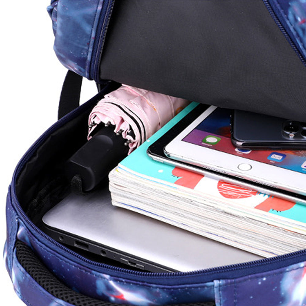 3Pcs Boys School Backpack Bags Lunch Bag Pencil Case Teens Bookbag Blue