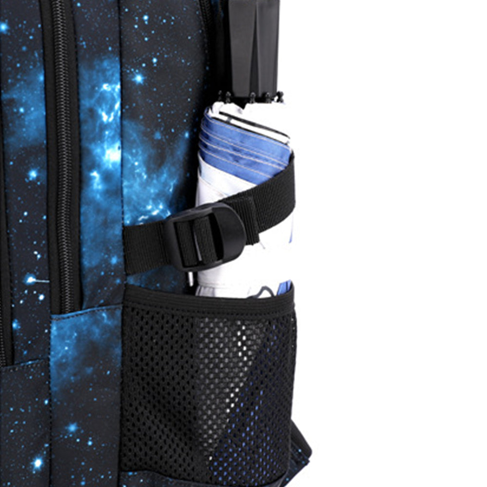 3Pcs Boys School Backpack Bags Lunch Bag Pencil Case Teens Bookbag Blue Galaxy