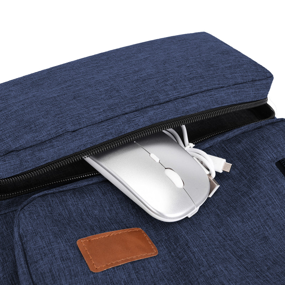 3Pcs Men Backpack Shoulder Bag Computer Bag Business Bag Laptop Bag Purse Blue