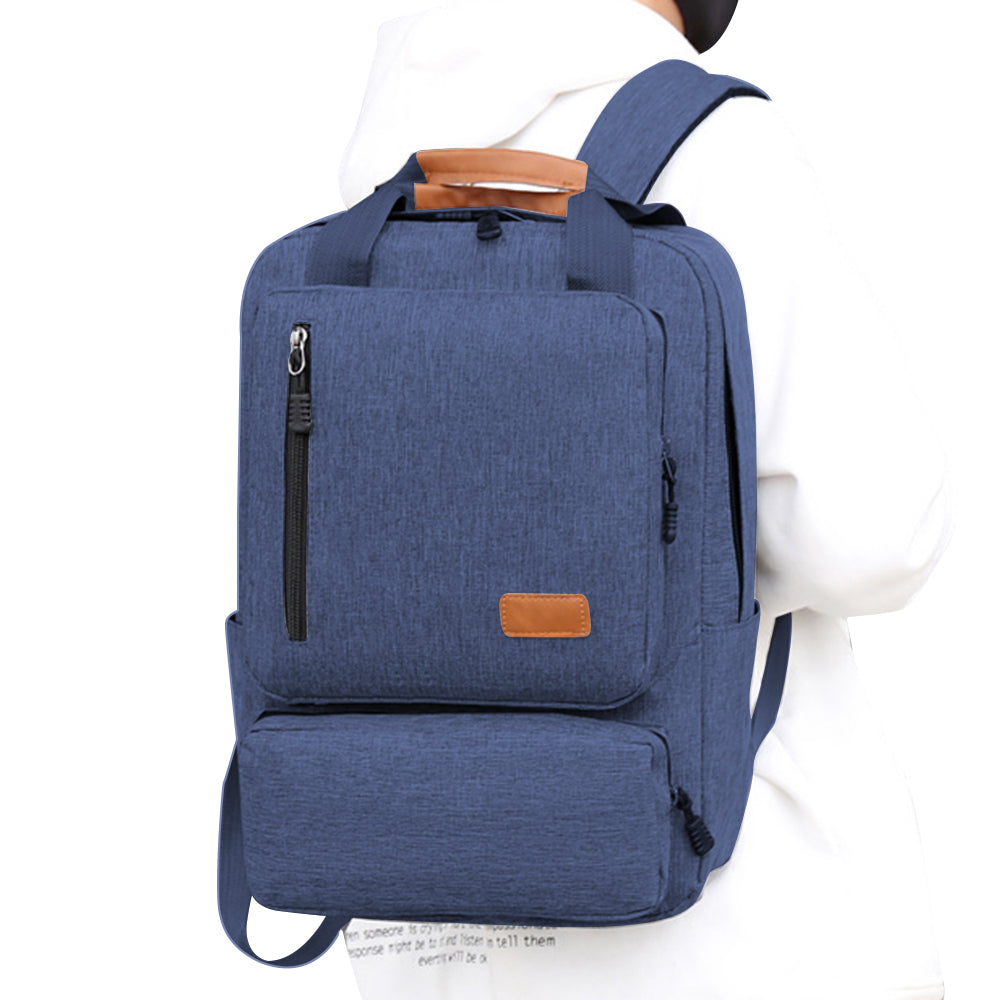 3Pcs Men Backpack Shoulder Bag Computer Bag Business Bag Laptop Bag Purse Blue