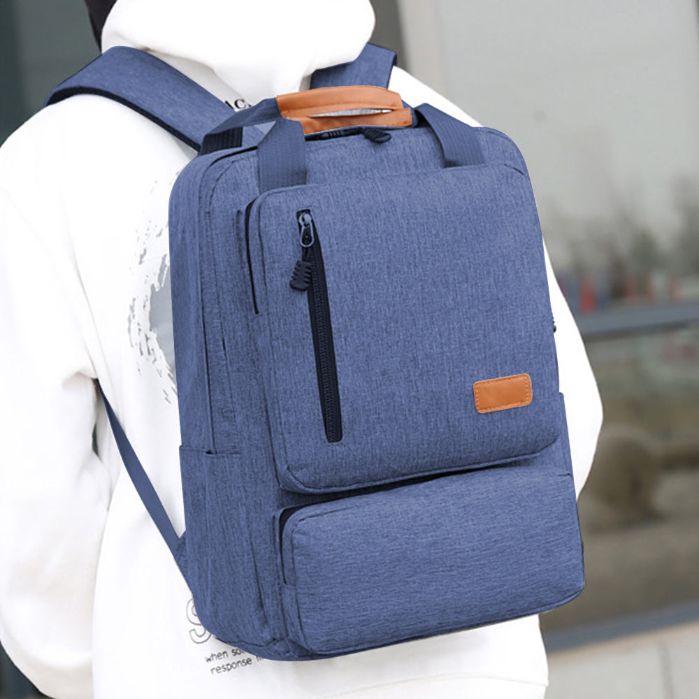 3Pcs Men Backpack Shoulder Bag Computer Bag Business Bag Laptop Bag Purse Blue
