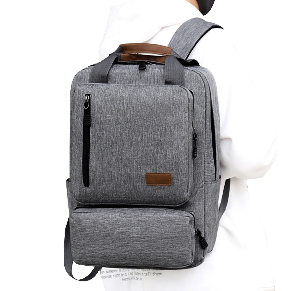 3Pcs Men Backpack Shoulder Bag Computer Bag Business Bag Laptop Bag Purse Grey