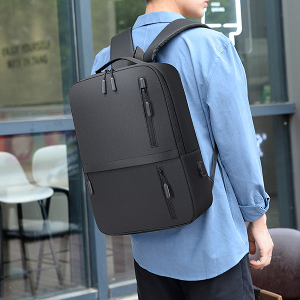 3Pcs Laptop Backpack Business Shoulder Bag Purse with USB Charging Port Black