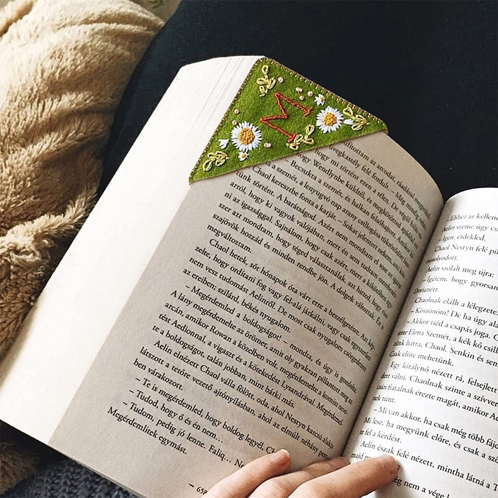 4 X Hand Stitched Embroidered Corner Bookmarks Four Seasons