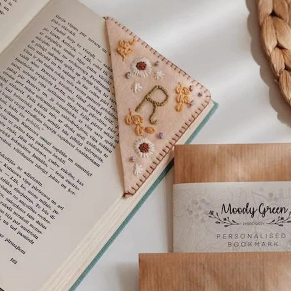2 X Hand Stitched Embroidered Corner Bookmarks Spring Summer