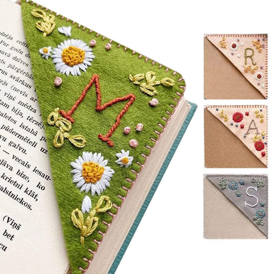 4 X Hand Stitched Embroidered Corner Bookmarks Four Seasons