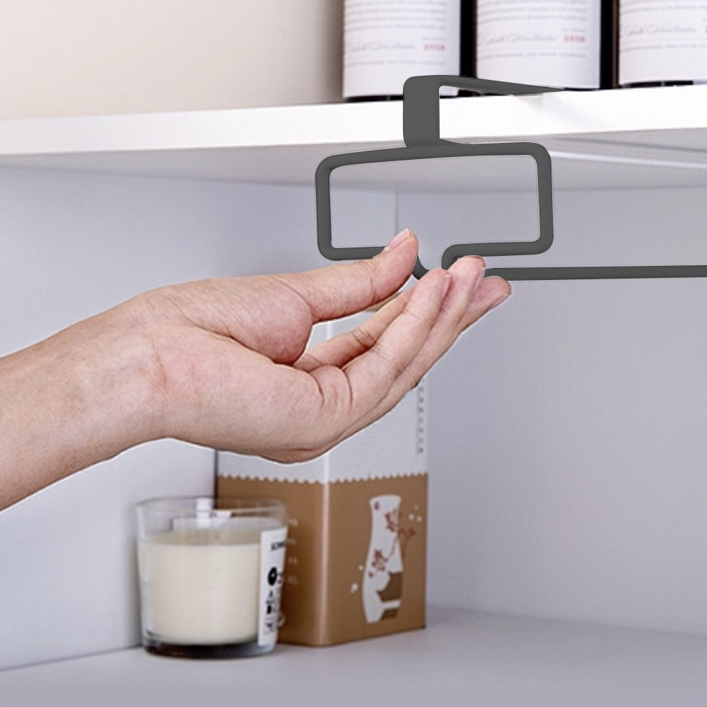 Under Cabinet Wine Glass Rack No Drilling Stemware Hanging Storage Rack Black