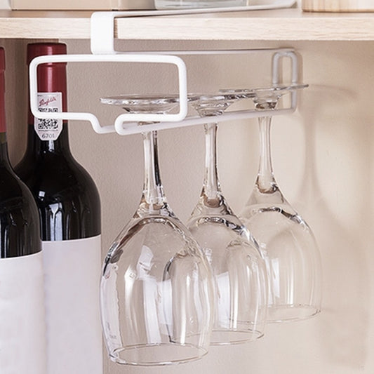 Under Cabinet Wine Glass Rack No Drilling Stemware Hanging Storage Rack White
