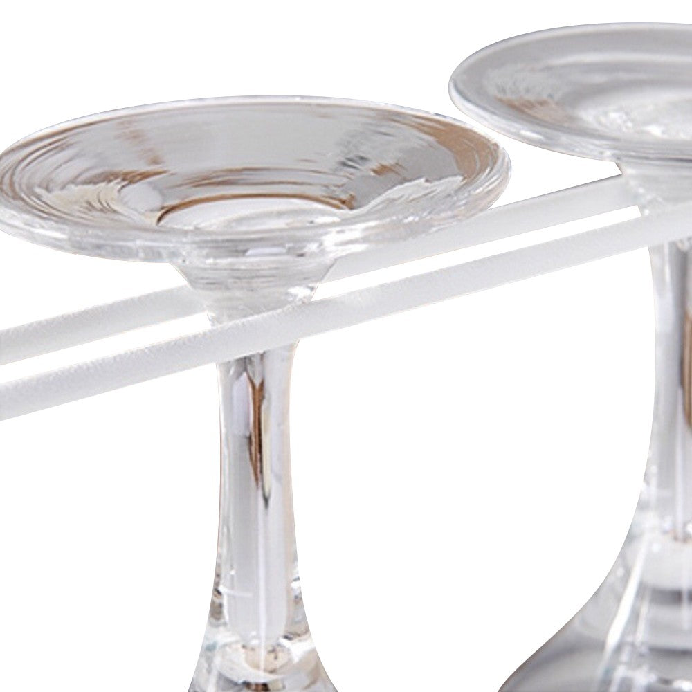 Under Cabinet Wine Glass Rack No Drilling Stemware Hanging Storage Rack White