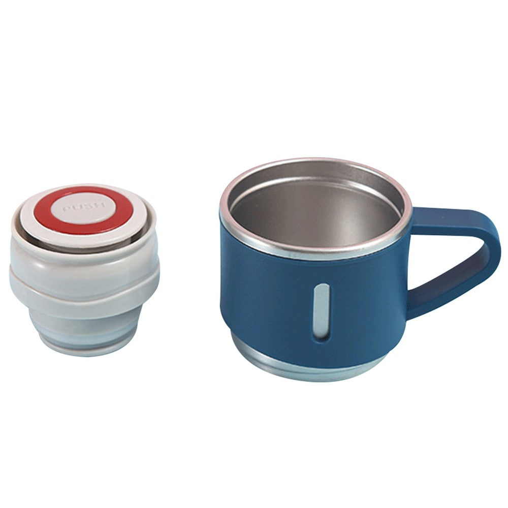 Double Layer Stainless Steel Thermal Cup Camping Tea Cups with 3 Cups Lids Blue