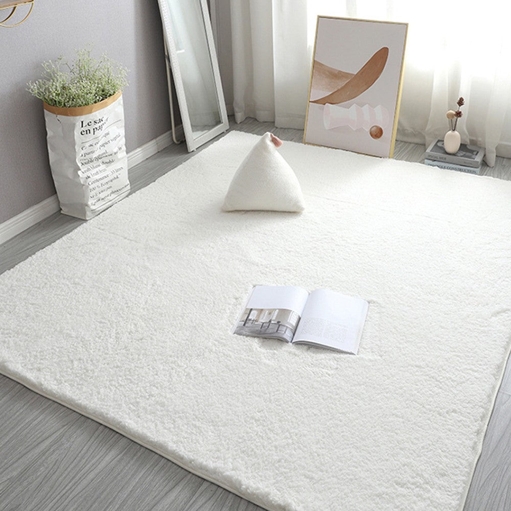 140x200cm Soft Shaggy Rug Fluffy Plush Area Rug Bedroom Carpet Home Decor White