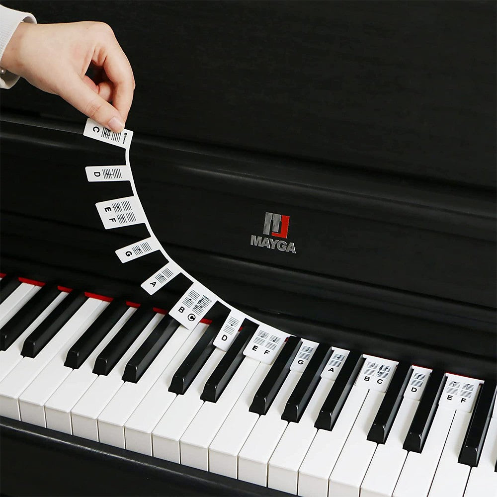 61 Keys Removable Silicone Piano Practice Keyboard Black Letters Labels Set