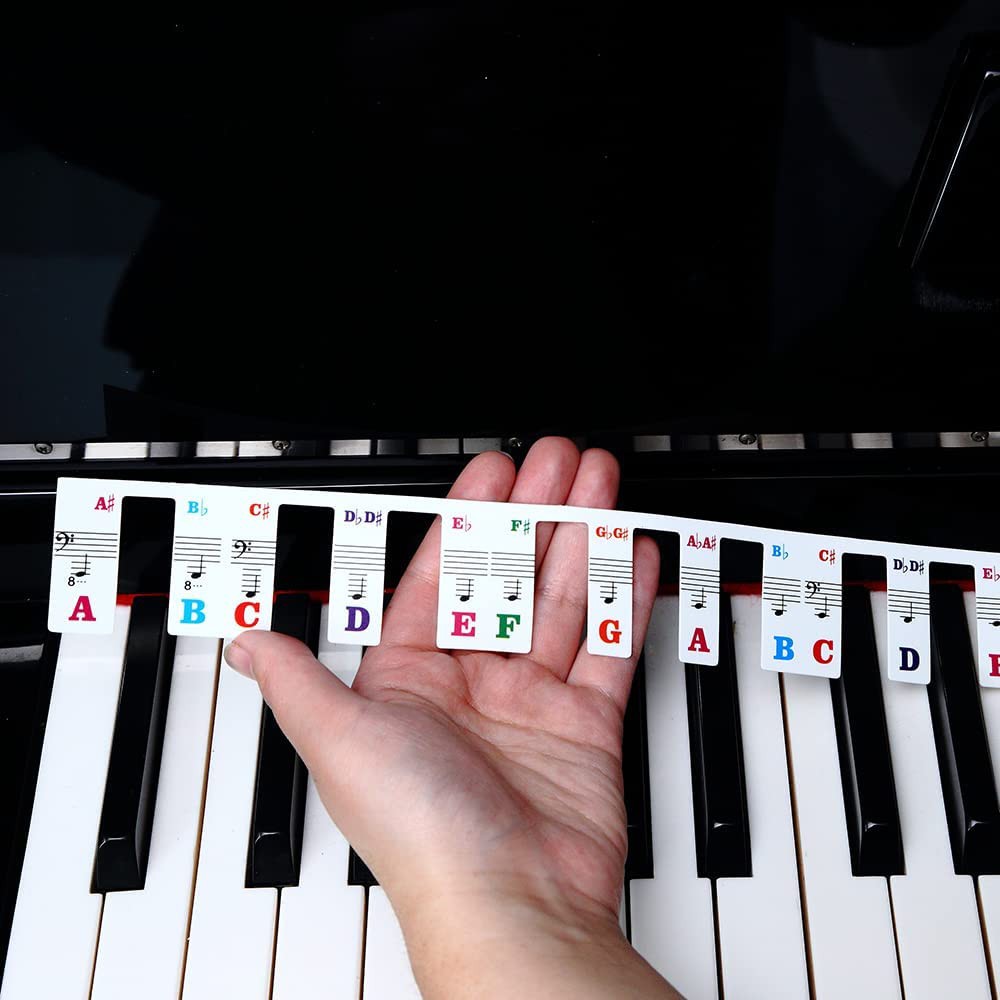 88 Keys Removable Silicone Piano Practice Keyboard Colorful Letters Labels Set