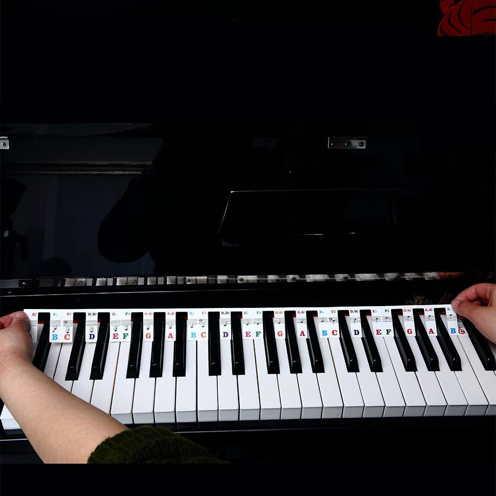 88 Keys Removable Silicone Piano Practice Keyboard Colorful Letters Labels Set