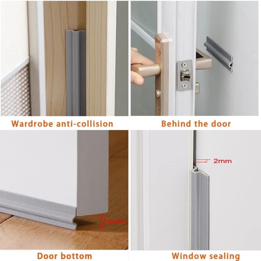 5M Self Adhesive Door Draft Stopper Sliding Window Soundproof Seal Strip Grey