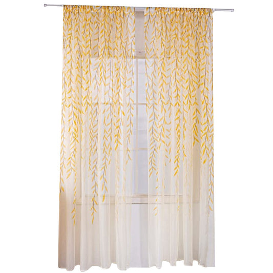 Pair of Willow Curtains Sheer Tulle Curtains Room Door Curtain Home Decor Yellow