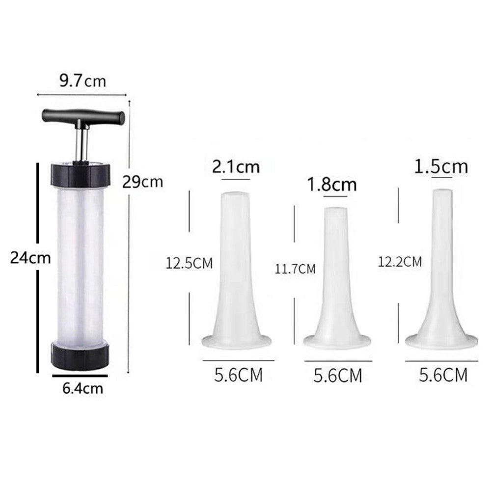 Manual Sausage Stuffer Maker Tool Meat Filling Machine with 3 Stuffing Tubes