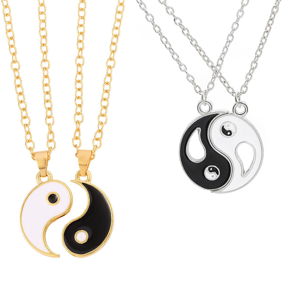 4 Pairs Couples Yin Yang Pendant Necklace Matching Puzzle Diagrams Necklace