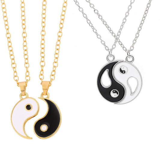 4 Pairs Couples Yin Yang Pendant Necklace Matching Puzzle Diagrams Necklace