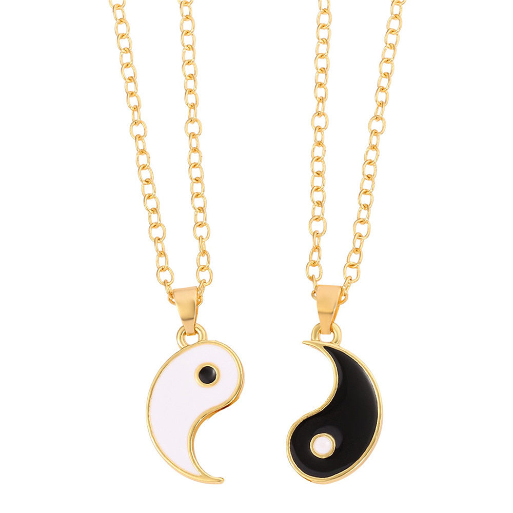 4 Pairs Couples Yin Yang Pendant Necklace Matching Puzzle Diagrams Necklace