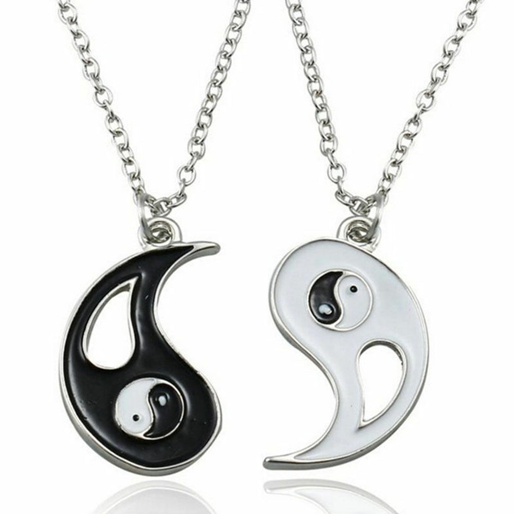 4 Pairs Couples Yin Yang Pendant Necklace Matching Puzzle Diagrams Necklace