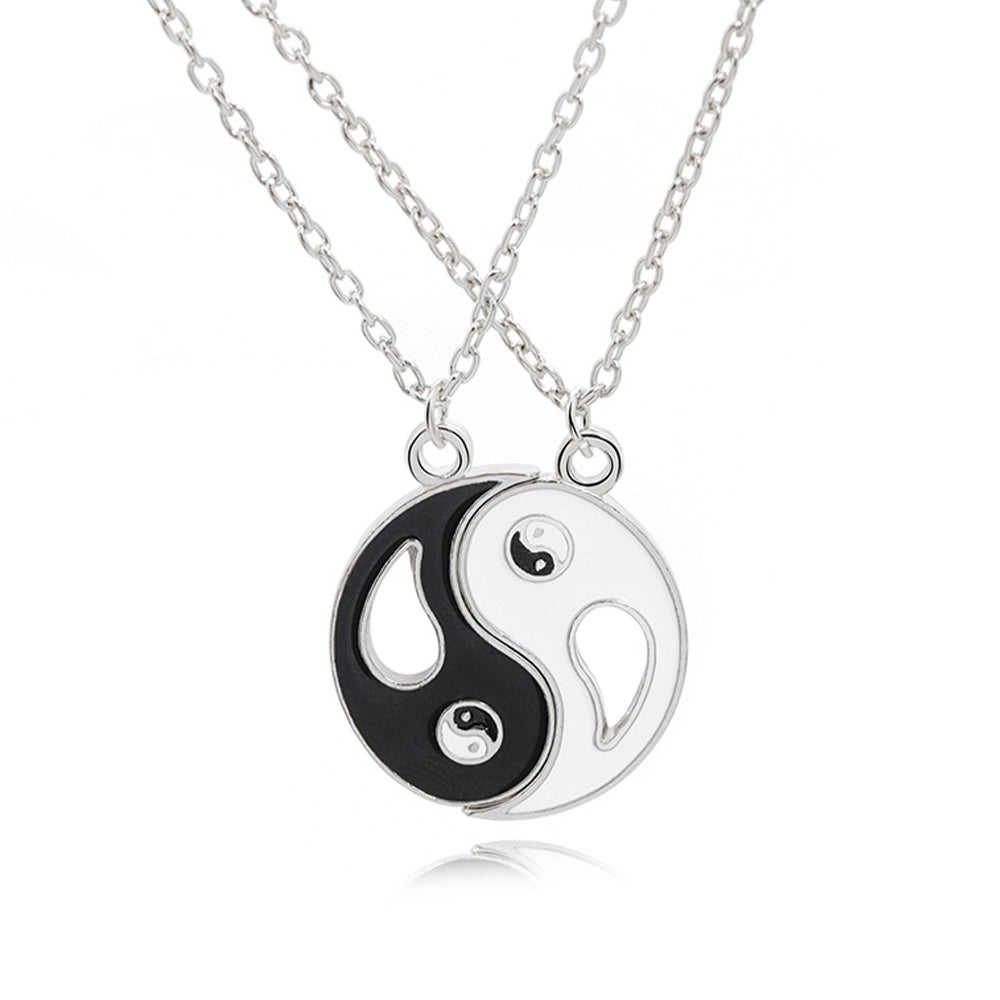 4 Pairs Couples Yin Yang Pendant Necklace Matching Puzzle Diagrams Necklace